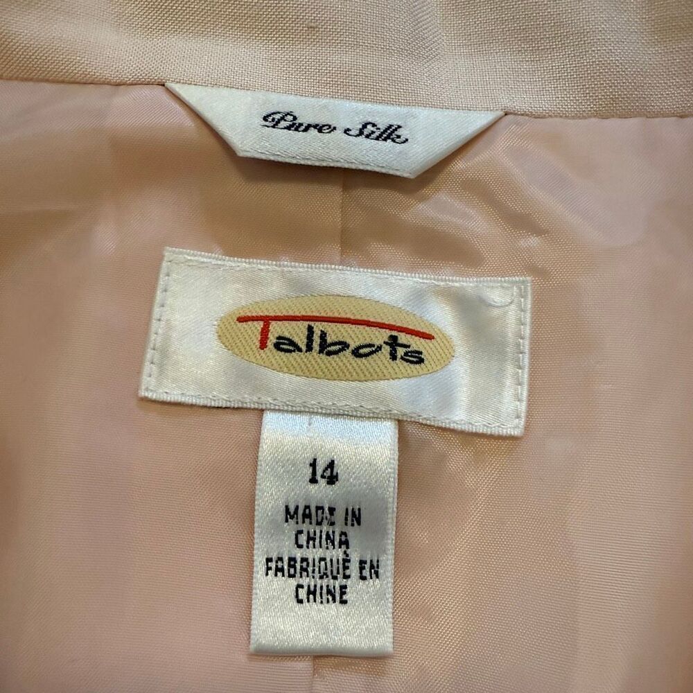 Vintage Talbots Classic Shell Pink Silk Three Button Blazer Size 14 - Picture 12 of 12